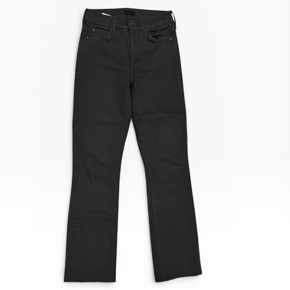 Mother The Mid Rise Dazzler Ankle Jeans Not Guilty Black Raw Hem Straight SZ 23